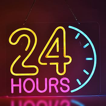 夜 Amazon | JOMOBUTY 24時間営業 ネオンサイン 多階段調光可 LED